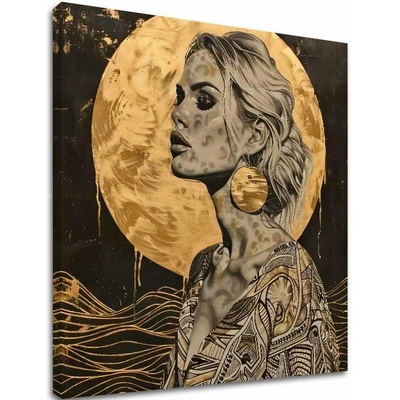 Elegantný obraz ženy Zlatá aura - 70x70 cm