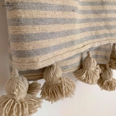 My Soul Depot Одеяло Мароко с пискюли / сиво бежово рае (ber048)