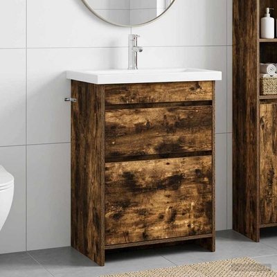 vidaXL Комплект мебели за баня Опушен дъб 61 x 40 x 84, 5 см (3404262)