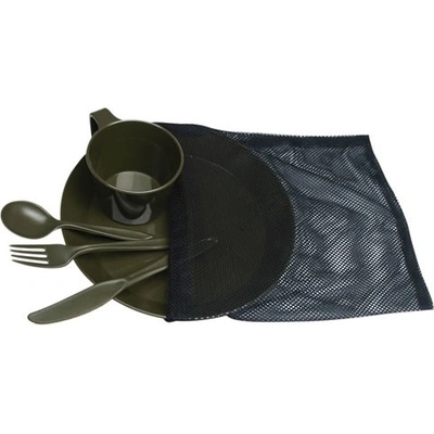 MIL-TEC Set jedálenský CAMP plastový vo vrecku OLIV