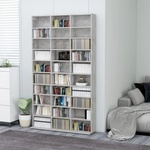 vidaXL Етажерка за компактдискове сива 102x23x177, 5 см инженерно дърво (801782)