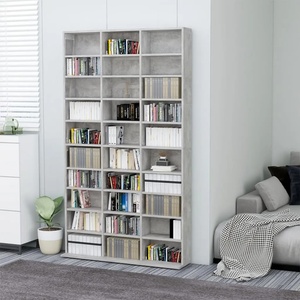 vidaXL Етажерка за компактдискове сива 102x23x177, 5 см инженерно дърво (801782)