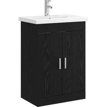 vidaXL Комплект мебели за баня Черен дъб 61 x 40 x 84, 5 см (3404351)