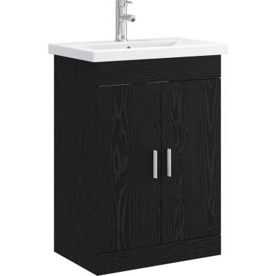 vidaXL Комплект мебели за баня Черен дъб 61 x 40 x 84, 5 см (3404351)