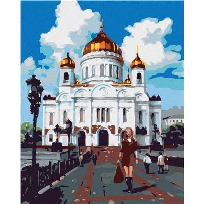 zuty Malování podle čísel Žena před palácem 40 x 50 cm vypnuté plátno na rám
