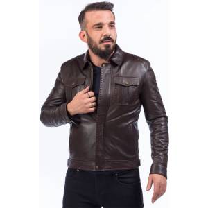 Jacket Club Мъжко яке от естествена кожа e-927 - Кафяво #319079 (319079_Бордо)