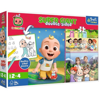 TREFL Oboustranné Cocomelon Veselý den s přáteli SUPER GIANT 15 dílků