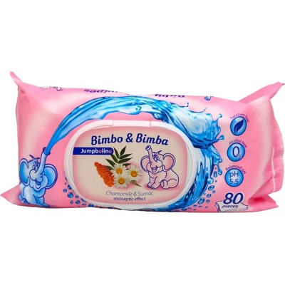 Bimbo & bimba мокри кърпи, 80 броя, Лайка и Сурнак