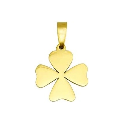 Šperky4U Zlacený ocelový přívěšek čtyřlístek DR1238 GD