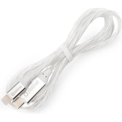 Platinet PL0555 USB, USB-C / Lightning konektor s LED podsvietením 27W, 1m, bílý