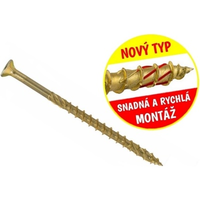 Konstrukční vrut do dřeva KLIMAS 6x60 TORX zápustná hlava TX30 žlutý Zn (100 ks v balení)