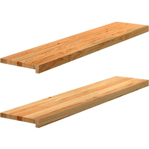 vidaXL Прозоречни первази, 2 бр, светлокафяви, 120x25x2 см, дъб масив (4009146)