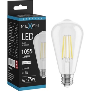 Mexen Vintis LED филмент крушка E27, ST64, 8W, Неутрална - 4000K, 1055 lm, прозрачна (L152-E27-0840-00)