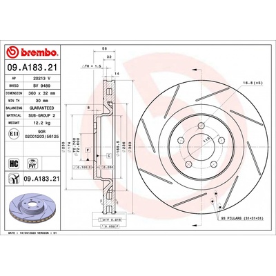 BREMBO Brzdový kotúč 09A18321
