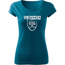 DRAGOWA dámske tričko slovenský znak s nápisom petrol blue
