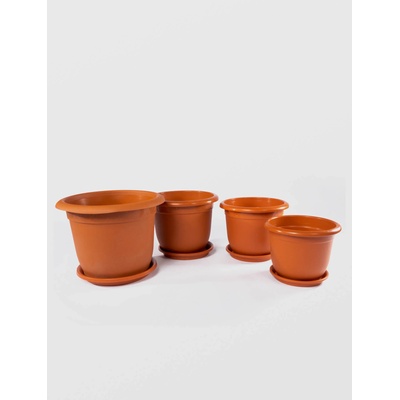 Sterk Plast РК Саксия с подложка кръг кафява №20 (642199)