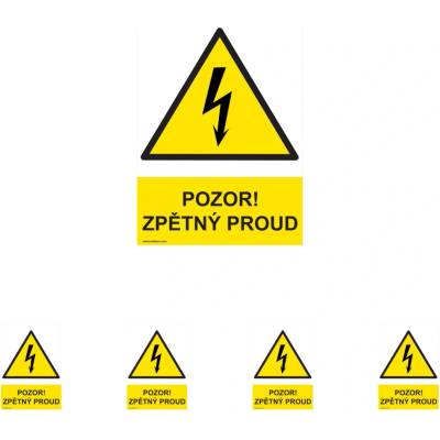 Walteco Pozor zpětný proud 210x297mm, formát A4, plastová tabulka Množství: 5 ks , 20027BP1