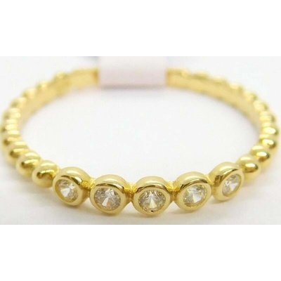 Klenoty Budín Dámský zlatý kuličkový prsten se zirkony HK1181