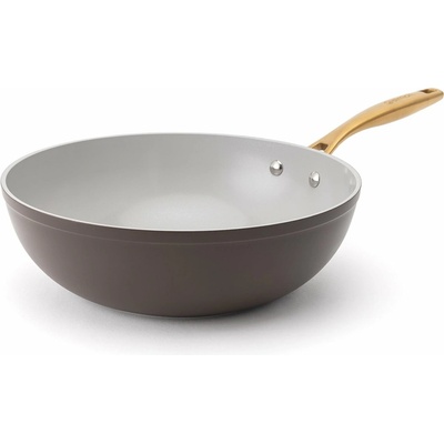 Elmich Nepřilnavá keramická pánev wok Zen 28 cm - hnědo zlatá