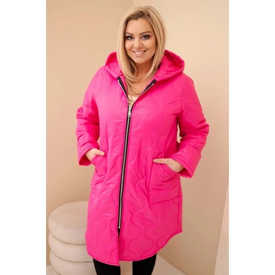 Kesi Dámska bunda Plus Size s kapucňou Ružová