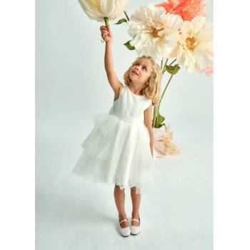 Abel & Lula Официална тюлена рокля с коланче в мръсно бяло за мини момиче Abel&Lula