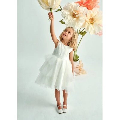 Abel & Lula Официална тюлена рокля с коланче в мръсно бяло за мини момиче Abel&Lula
