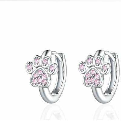 Olivie strieborné náušnice TLAPKA PINK 8097