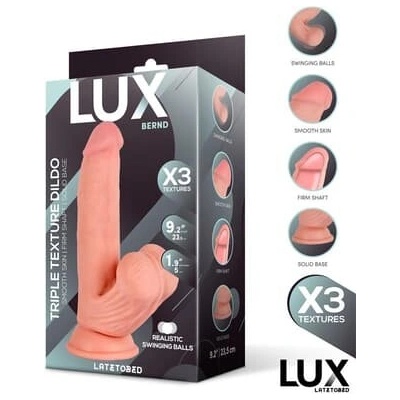 LUX Bernd trojtextúrové dildo s hojdačkovými guľôčkami 23,4 cm