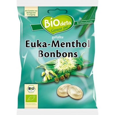 Biodeta Plněné bonbony s eukalyptovým olejem a mátou BIO 75 g