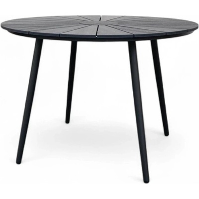 Noela Wilder Záhradný stôl Ø 105 cm, oceľ/artwood, čierny NOELA 34570791