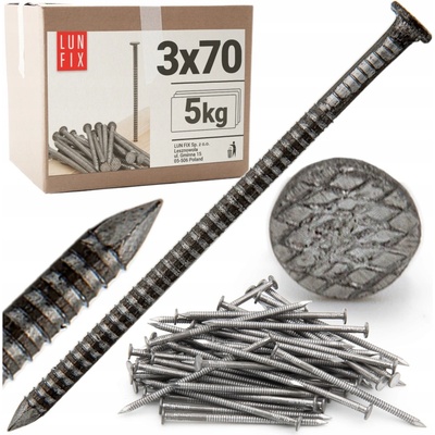 Hřebíky prstencové 70mm 3x70 2,5 palce vroubkované černé paletové 5 kg