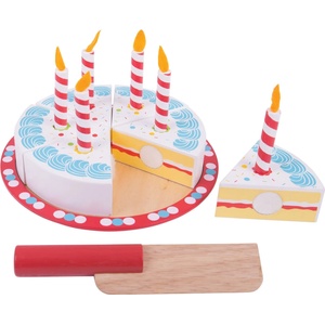 Bigjigs Toys Дървена торта за рязане Bigjigs - Рожден ден (BJ628) - baby