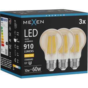 Mexen Vintis 3x LED нажежаема жичка E27, A60, 10W, Топла - 2700K, 910 lm, кехлибар (L150-E27-1027-50x03)
