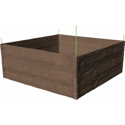 Barigadi Vyvýšený záhon betónový 200 x 200 cm výška 75 cm vzor drevo hnedá