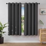 Joydeco Opaque curtains with eyelets, pack of 2, blackout curtain, thermal curtain, heat protection, eyelet curtain for bedroom, living room (dark grey, 2xH158xW106) - EJ21001-DGR-158-106-V (EJ21001-DGR-158-1
