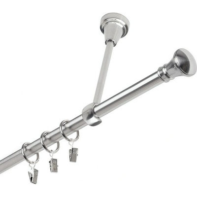 OK-GarnýžeCZ Garnýž kovová jednořadá 19mm Koloseo nerez 220 cm do stropu / kroužky s žabkou
