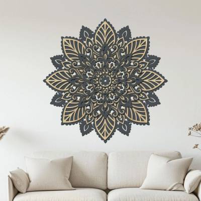 dřevo života 3 vrstvá mandala VDĚČNOSTI Rozměry šxv (cm): 60x60, Zvolte barevný dekor: javor-antracitova