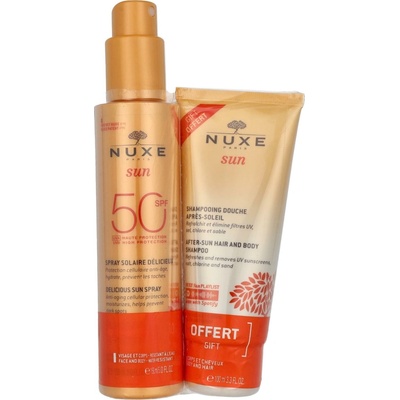Nuxe Sun Melting Spray High Protection sprej na opaľovanie 150 ml + Nuxe Sun After-Sun Hair And Body Shampoo sprchový gél 100 ml