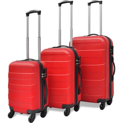 vidaXL Комплект твърди куфари от три части червен 45, 5/55/66 см (91143)