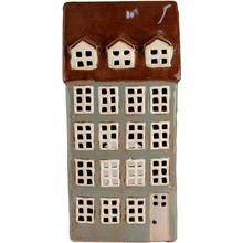 Šedý keramický domeček na čajovou svíčku Houthem XIV – 15x11x30 cm