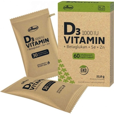 Vitar Vitamin D3 1000IU+betaglukan EKO 60 kapslí