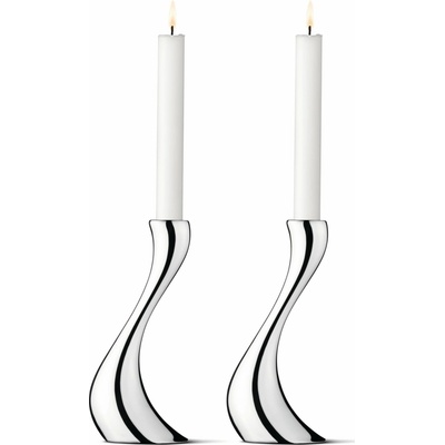 Georg Jensen Svícen Cobra Mirror 20 cm – set 2 ks, stříbrná barva