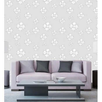 DIMEX ART s. r. o Луксозна флизелинова тапета сиви минималистични цветя