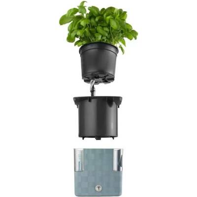 PLASTKON Samozavlažovací květináč Cobble 14x14x14 cm ocelově modrý