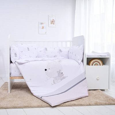 Lorelli Спален комплект Lorelli - Тренд, Little Rabbits, с обиколници, сив (20800056601)