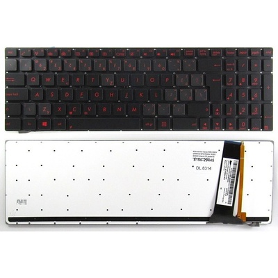 česká klávesnice Asus N56 N56V U500VZ N76 R500V R505 S550C černá CZ noframe podsvit - red print