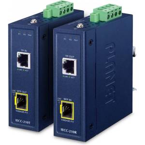 PLANET IECC-210-KIT Industrial EtherCAT Media Converter Kit (IECC-210T + IECC-210R, -40~75 degrees C, Dual 9~48V DC, 1 x 100TX RJ45, 1 x 100FX SFP, BECKHOFF EtherCAT conformance test tool verified) (IECC-210
