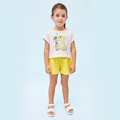 Mayoral Комплект тениска и шорти в жълто за момиче Майорал