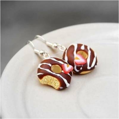 CircusMind sladké náušnice Fimo donuty s jahůdkami S4028