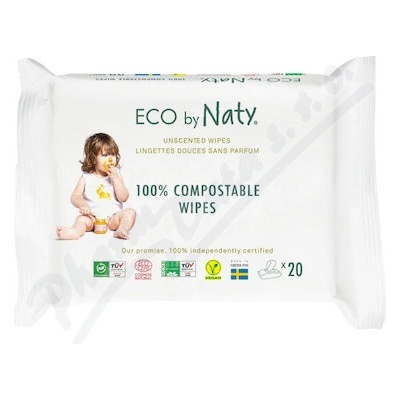 Eco by Naty vlhčené ubrousky Naty bez vůně, 20 ks